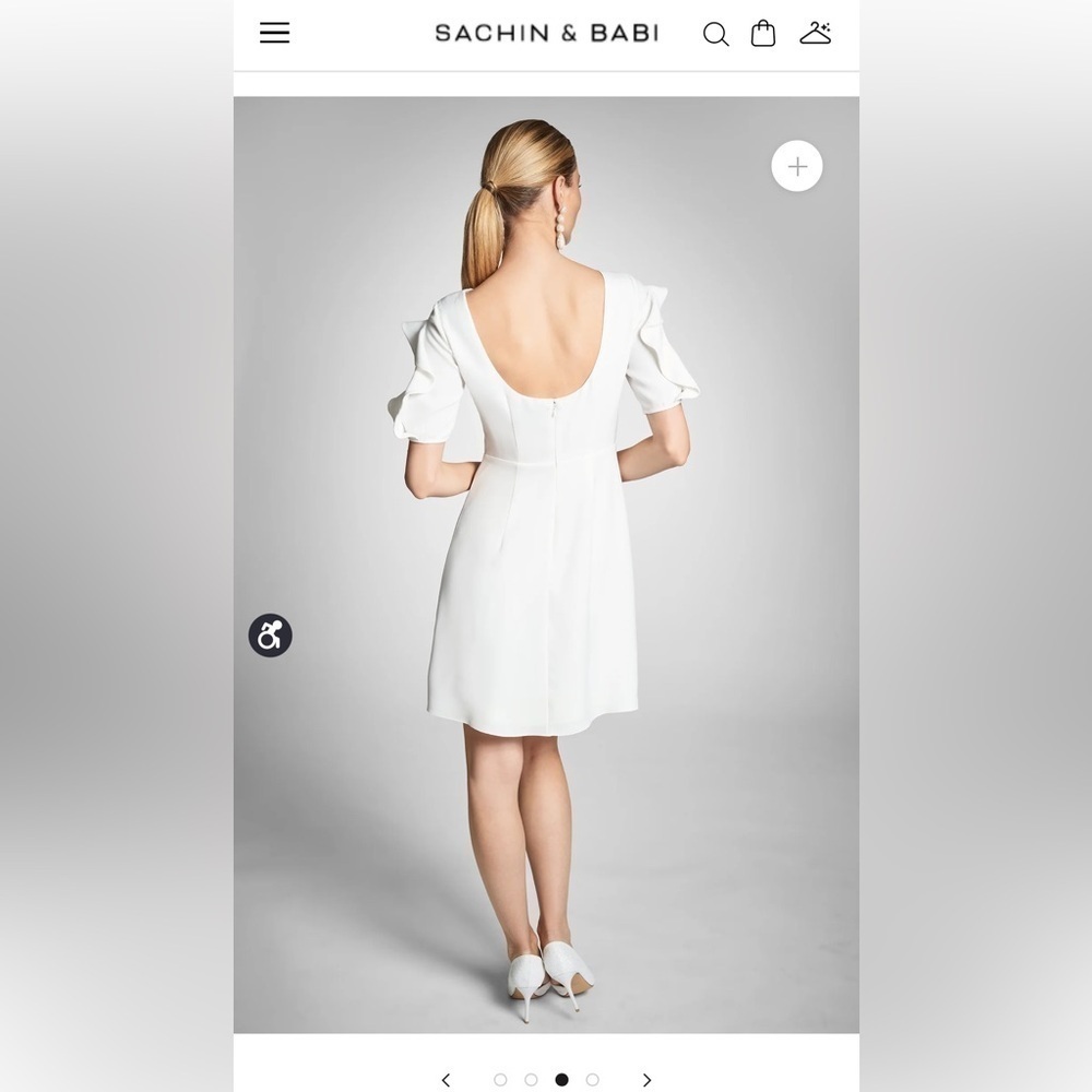 Sachin & Babi Harper Dress Off White Crepe Flutter Mini Dress size 2 - Picture 3 of 15